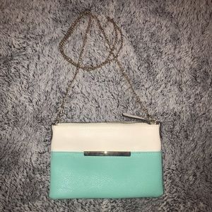 Faux Leather Cross-Body Clutch with Gold Chain